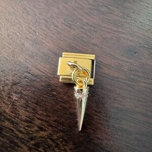 Gold Tone Stainless Steel Italian Charm Link with Spike Pendant – 9mm
